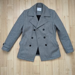 Selected Homme mens light grey pea coat
